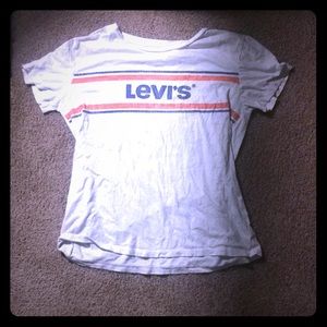 cute levi’s shirt with orange and blue stripes